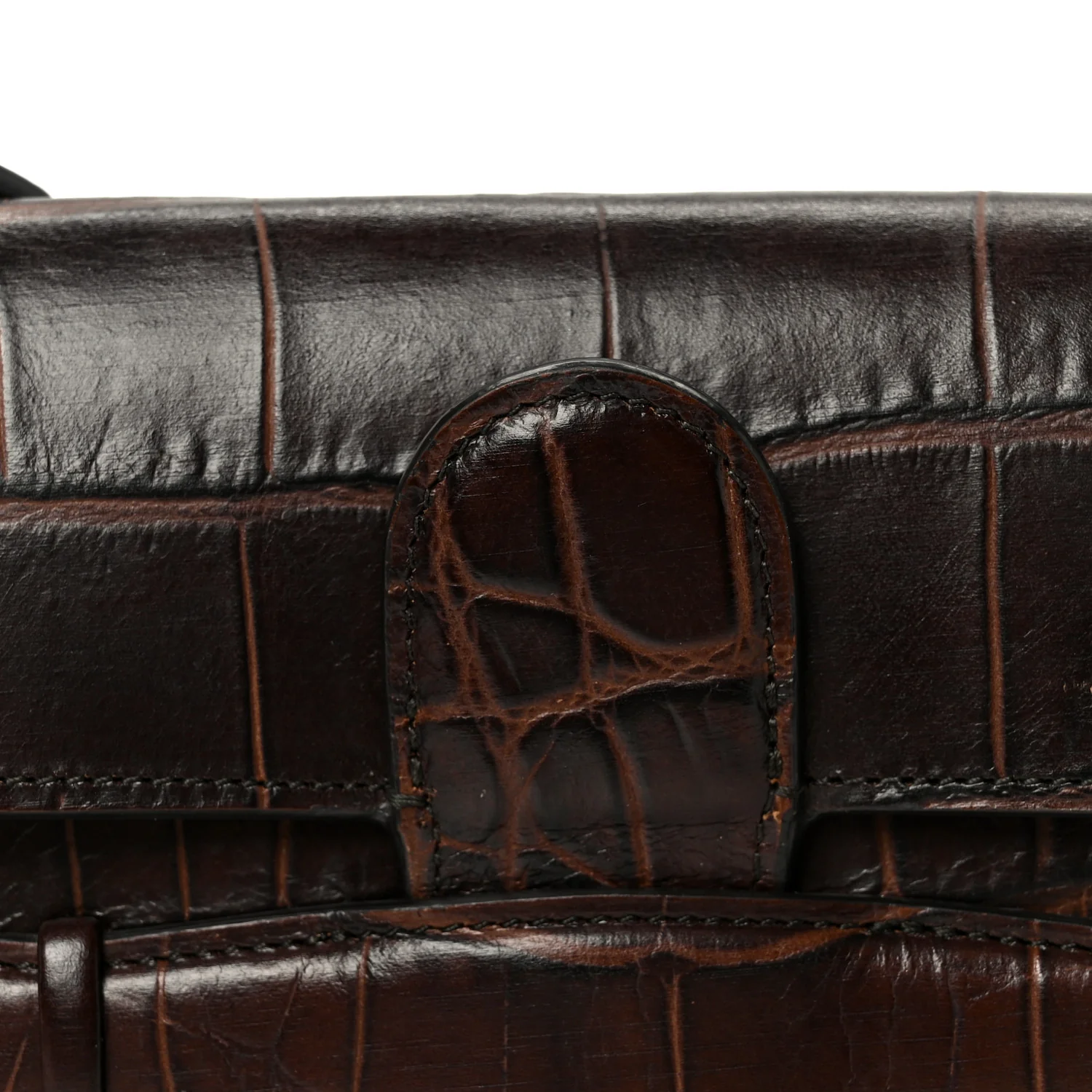 Crocodile Embossed Calfskin Mini Symmetrical Bag Brown - Image 8