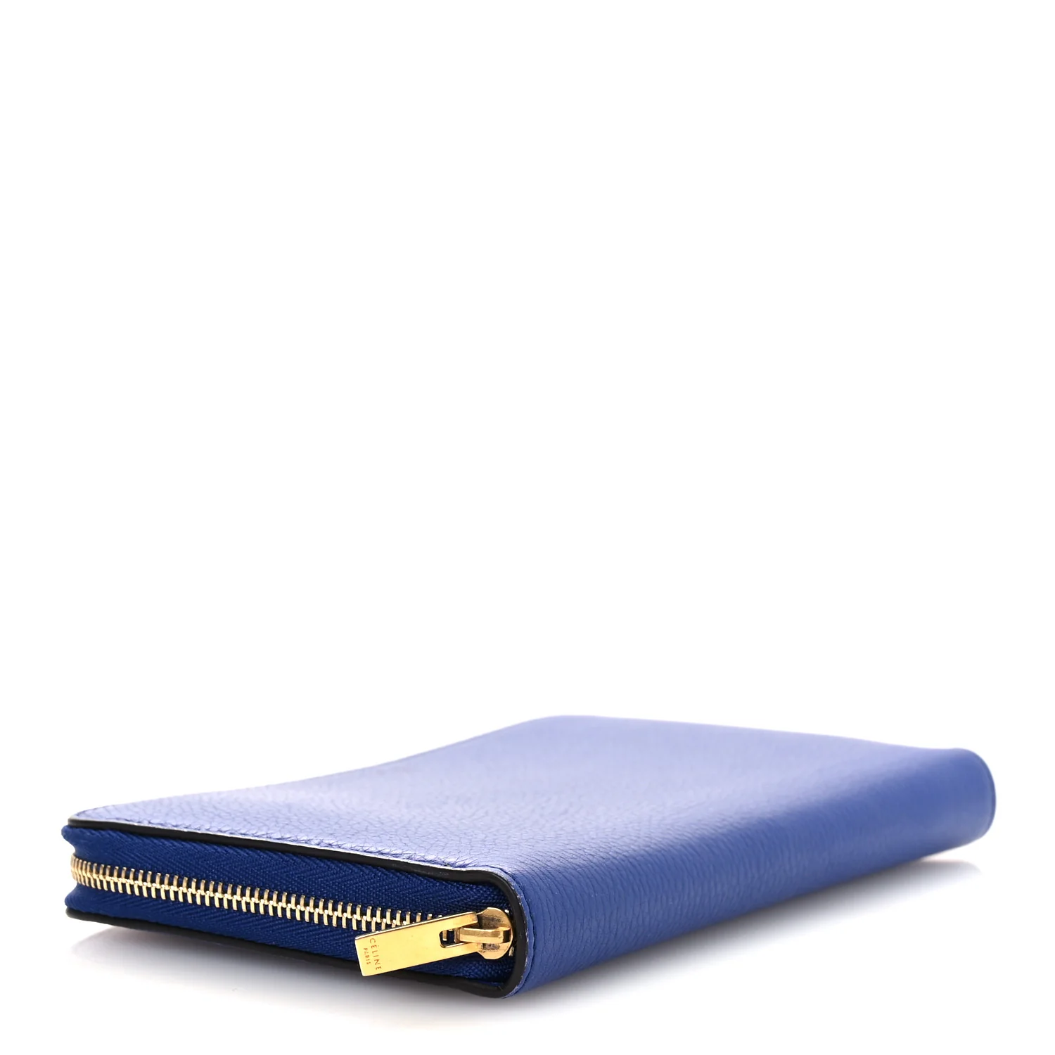 Drummed Calfskin Large Zip Around Multifunction Wallet Indigo - Image 4