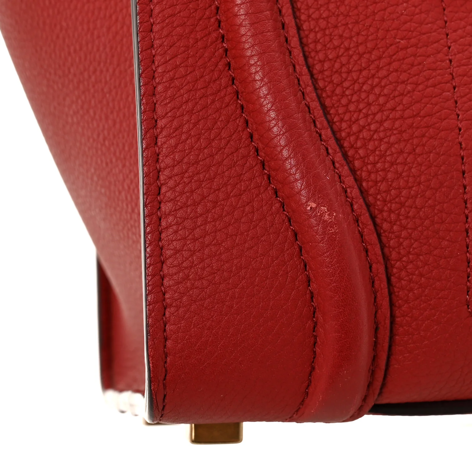Drummed Calfskin Micro Luggage Red - Image 12