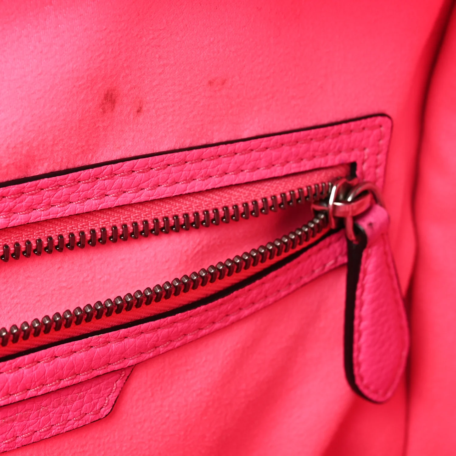 Drummed Calfskin Mini Luggage Fluo Pink - Image 10