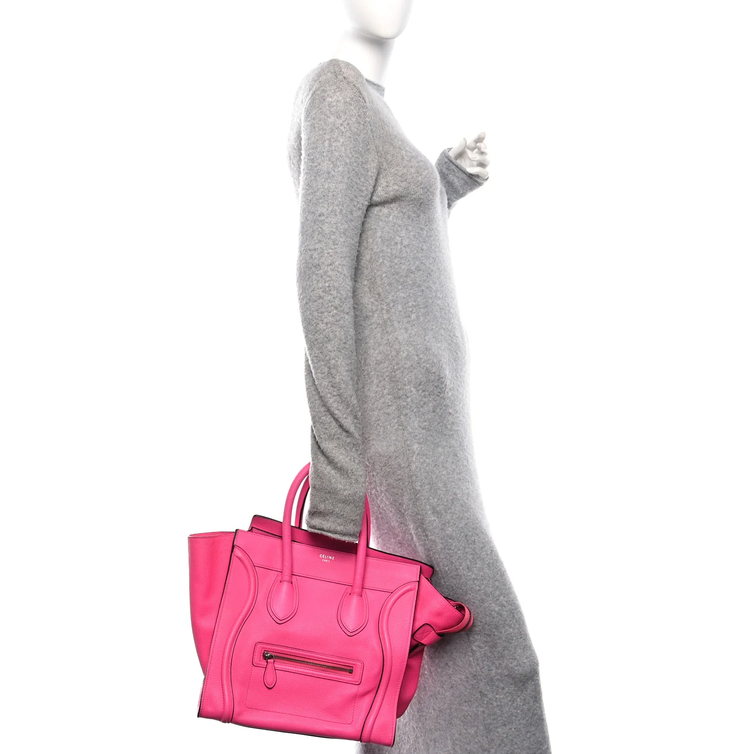 Drummed Calfskin Mini Luggage Fluo Pink - Image 2