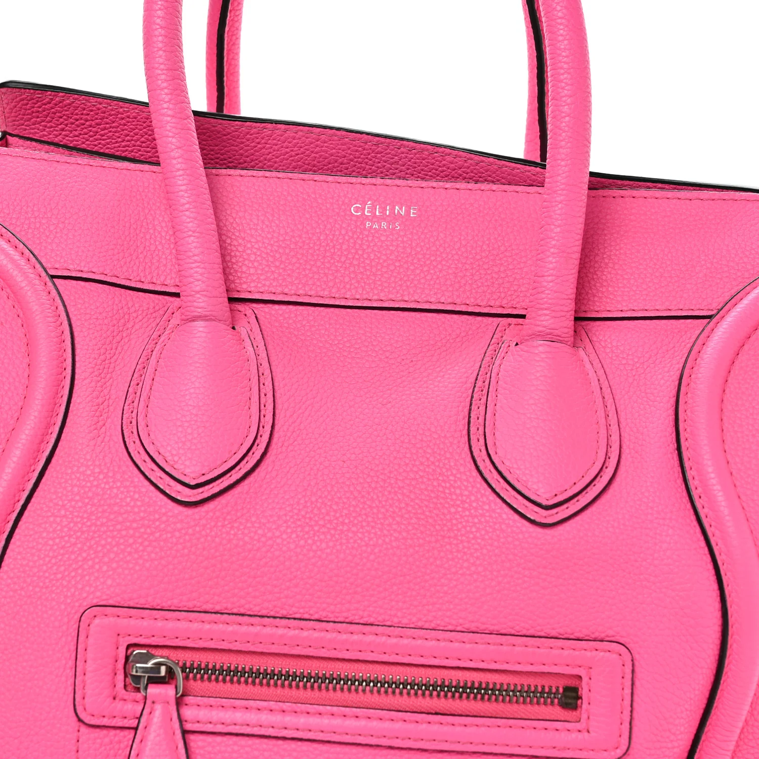 Drummed Calfskin Mini Luggage Fluo Pink - Image 7