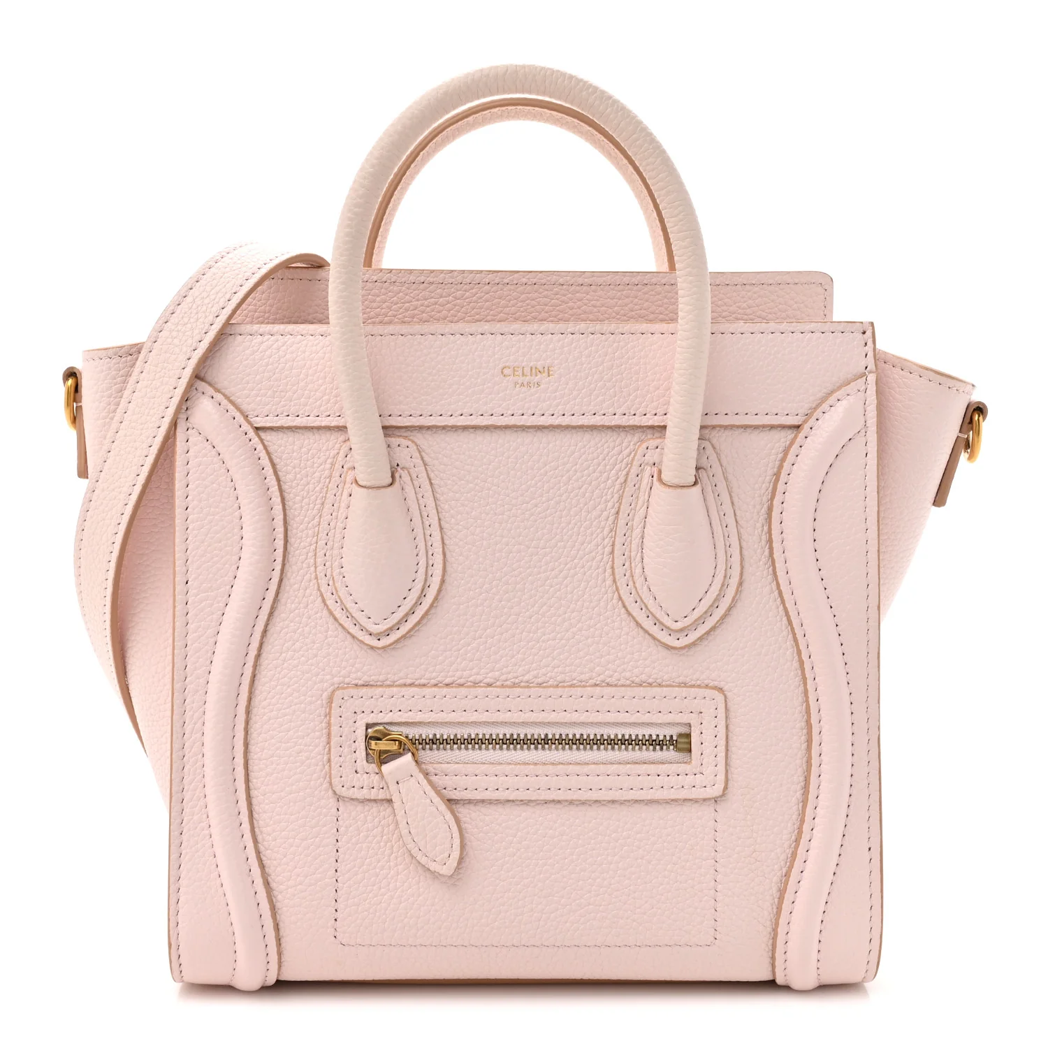 Drummed Calfskin Nano Luggage Pale Pink