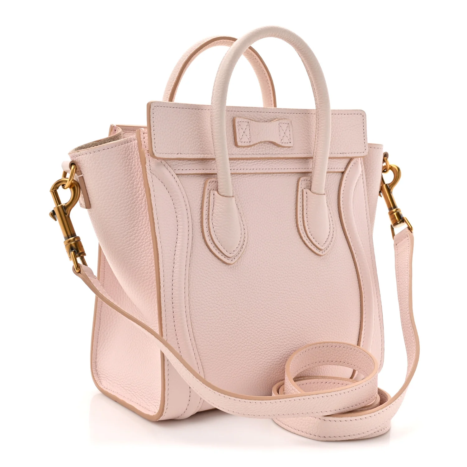 Drummed Calfskin Nano Luggage Pale Pink - Image 3