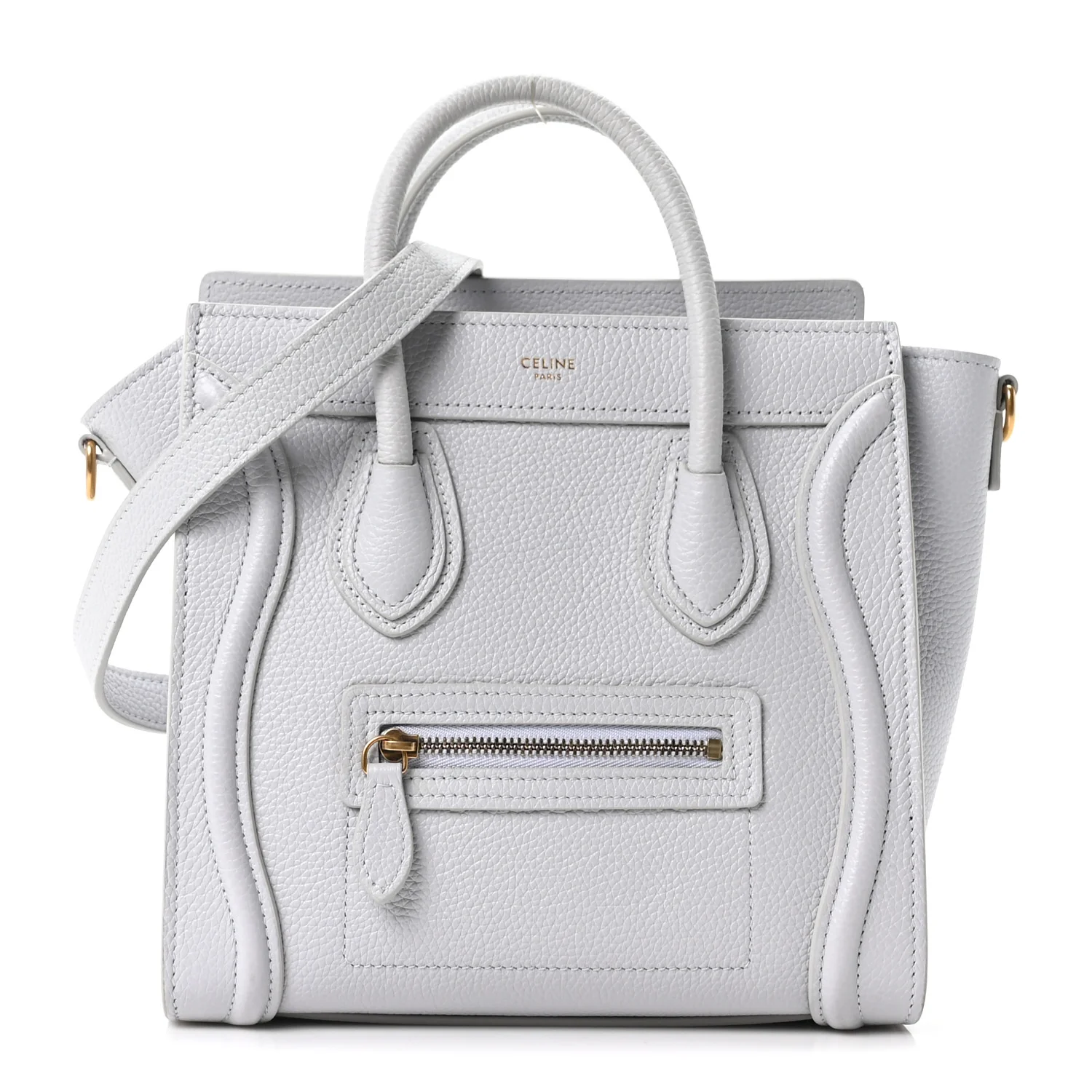 Drummed Calfskin Nano Luggage Pearl Blue