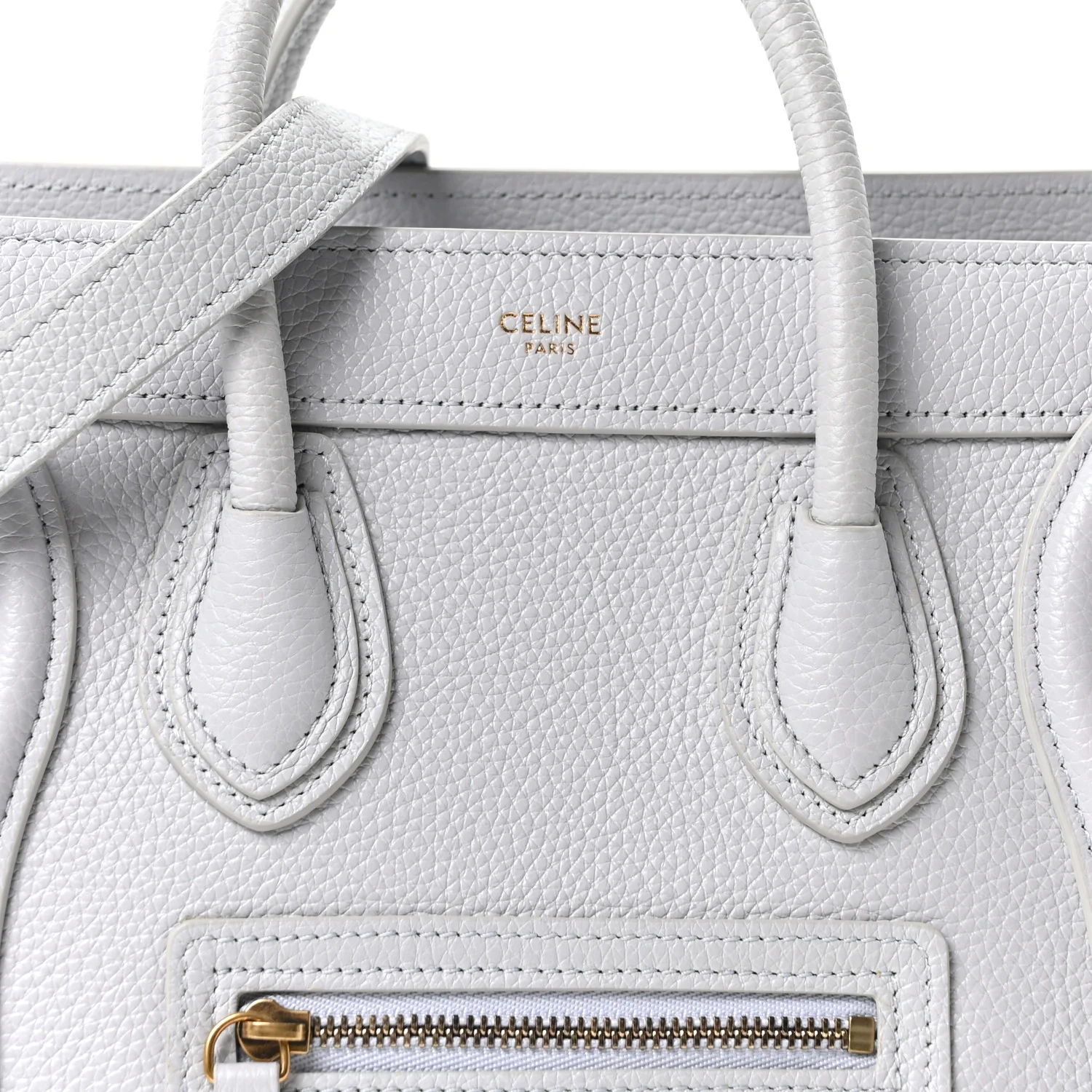 Drummed Calfskin Nano Luggage Pearl Blue - Image 8