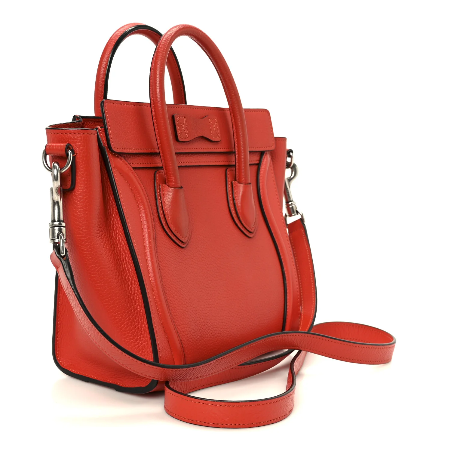 Drummed Calfskin Nano Luggage Vermillion - Image 3