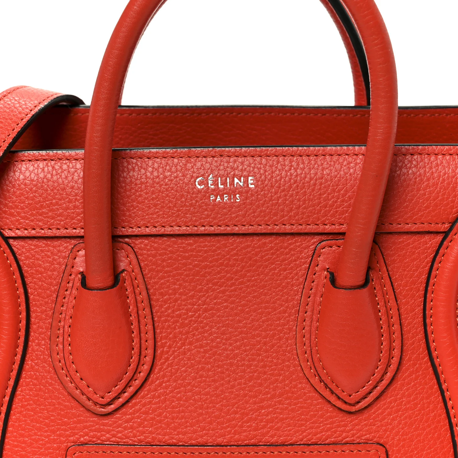 Drummed Calfskin Nano Luggage Vermillion - Image 8