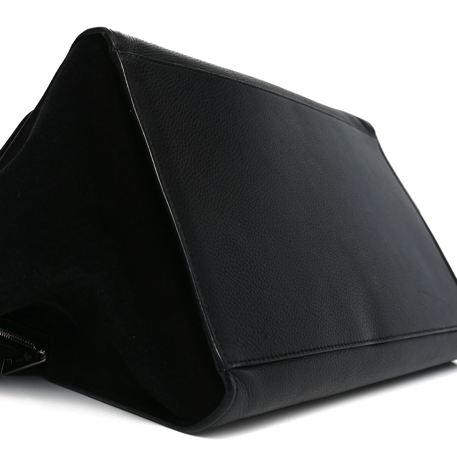 Drummed Calfskin Suede Double Zip Trapeze Black - Image 8