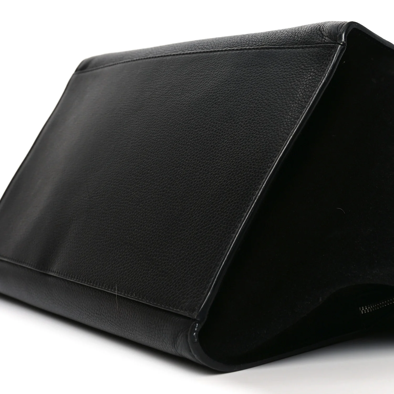 Drummed Calfskin Suede Double Zip Trapeze Black - Image 9