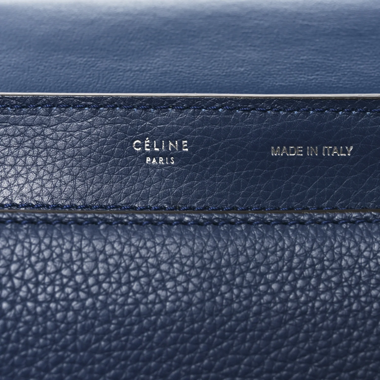 Drummed Calfskin Suede Medium Trapeze Navy Blue - Image 10