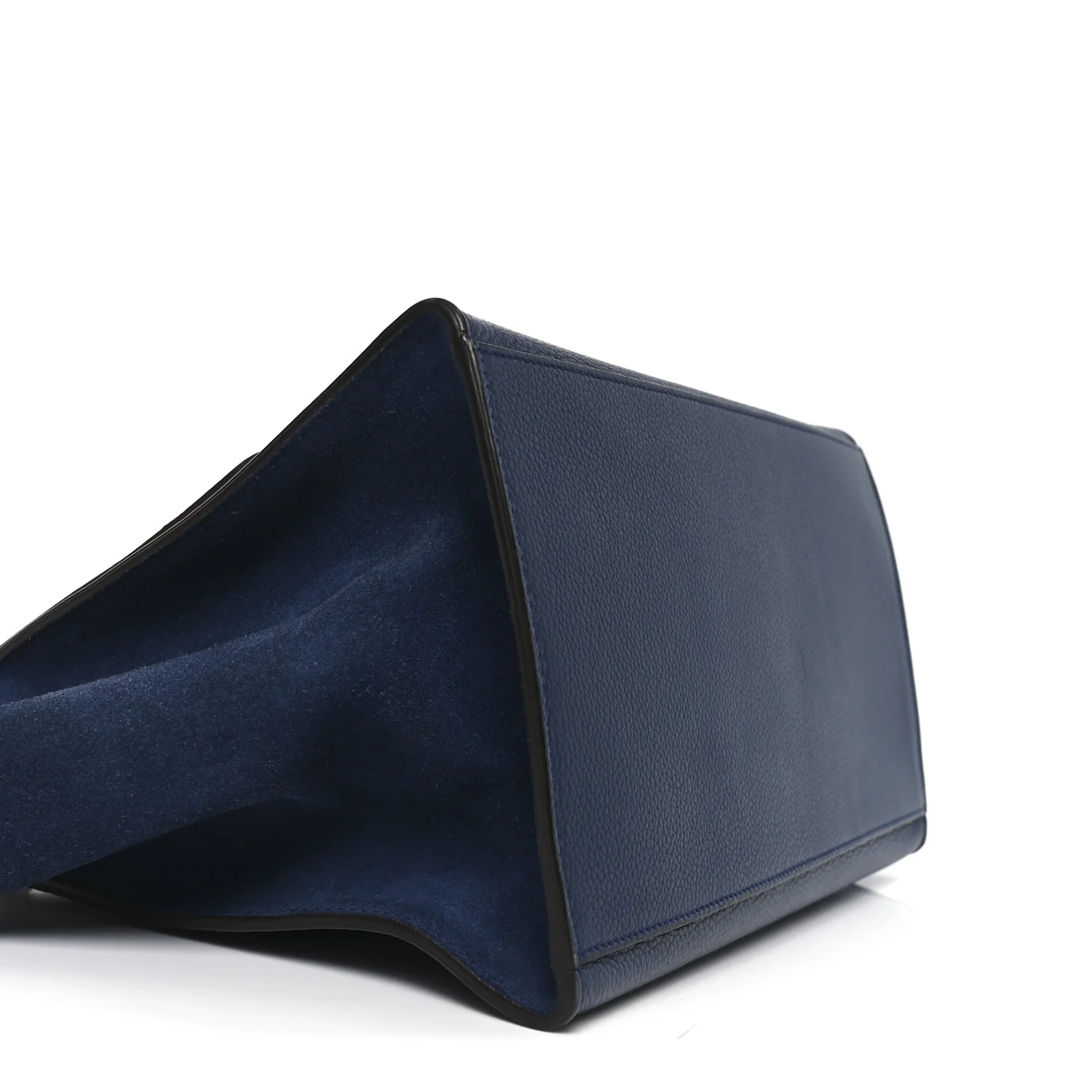 Drummed Calfskin Suede Medium Trapeze Navy Blue - Image 15