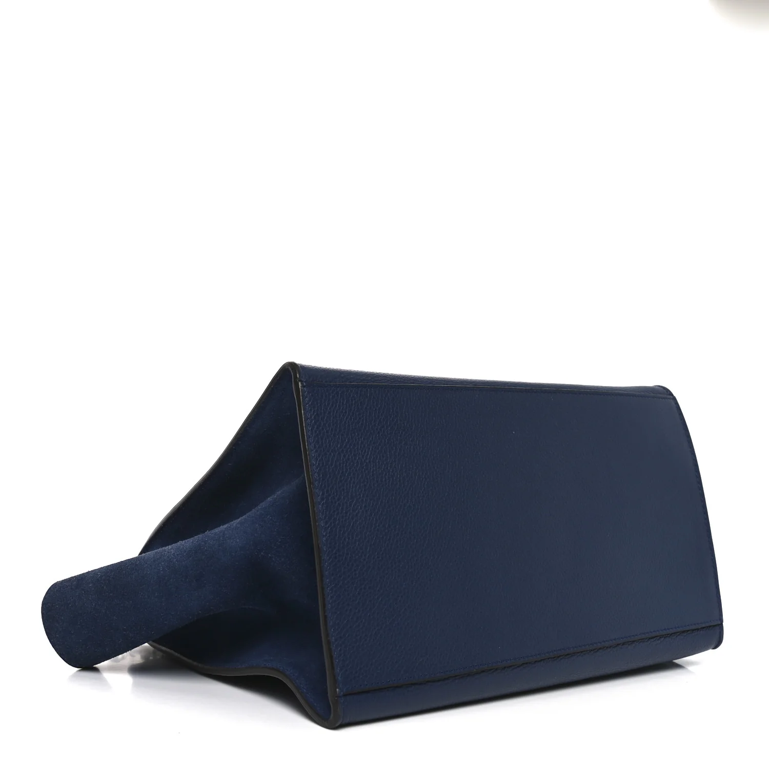 Drummed Calfskin Suede Medium Trapeze Navy Blue - Image 6