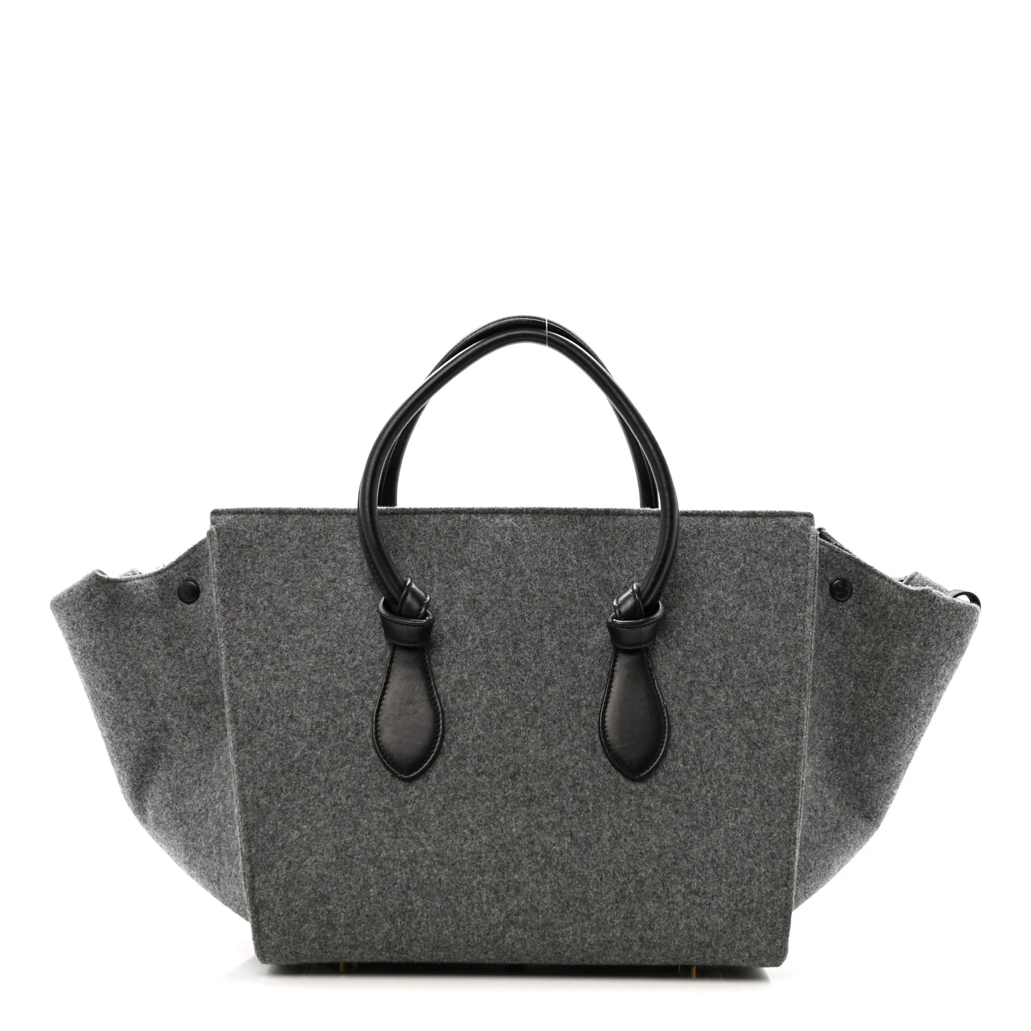 Felt Calfskin Medium Tie Knot Tote Grey Black