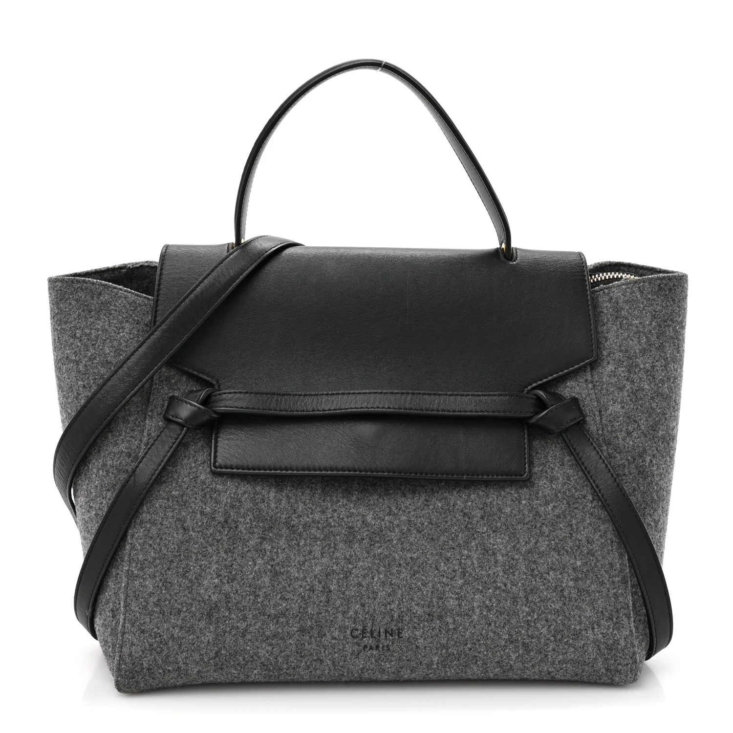 Felt Smooth Calfskin Mini Belt Bag Grey Black