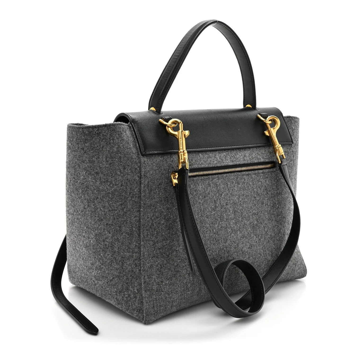 Felt Smooth Calfskin Mini Belt Bag Grey Black - Image 3