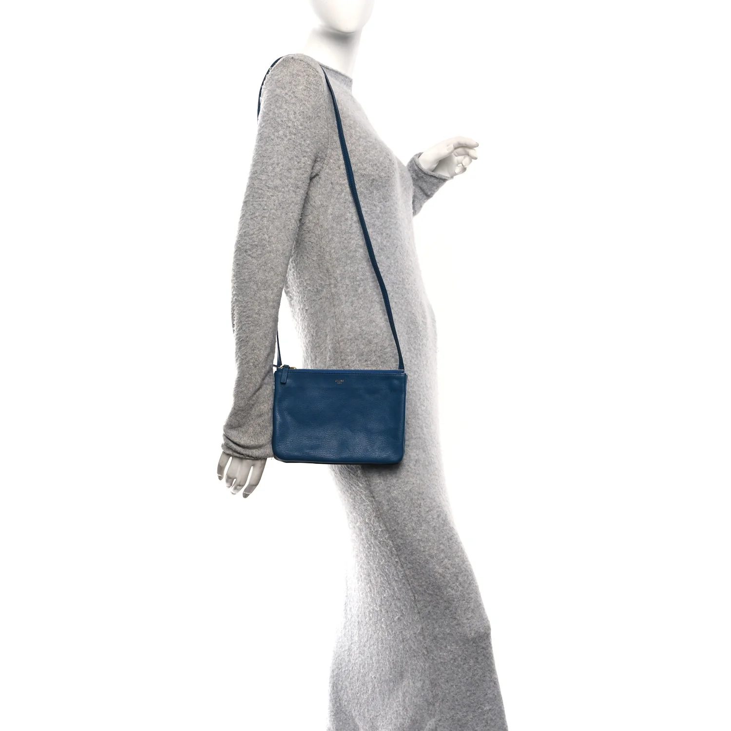Goatskin Small Trio Crossbody Bag Blue - Image 2