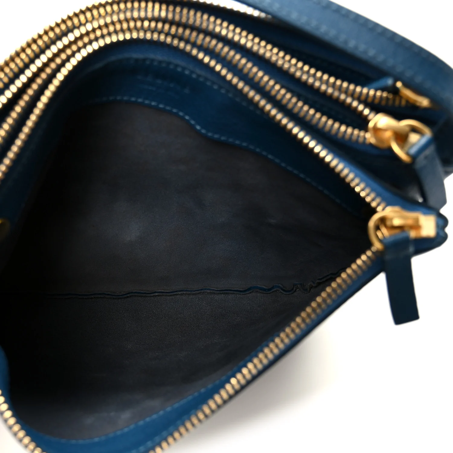 Goatskin Small Trio Crossbody Bag Blue - Image 7