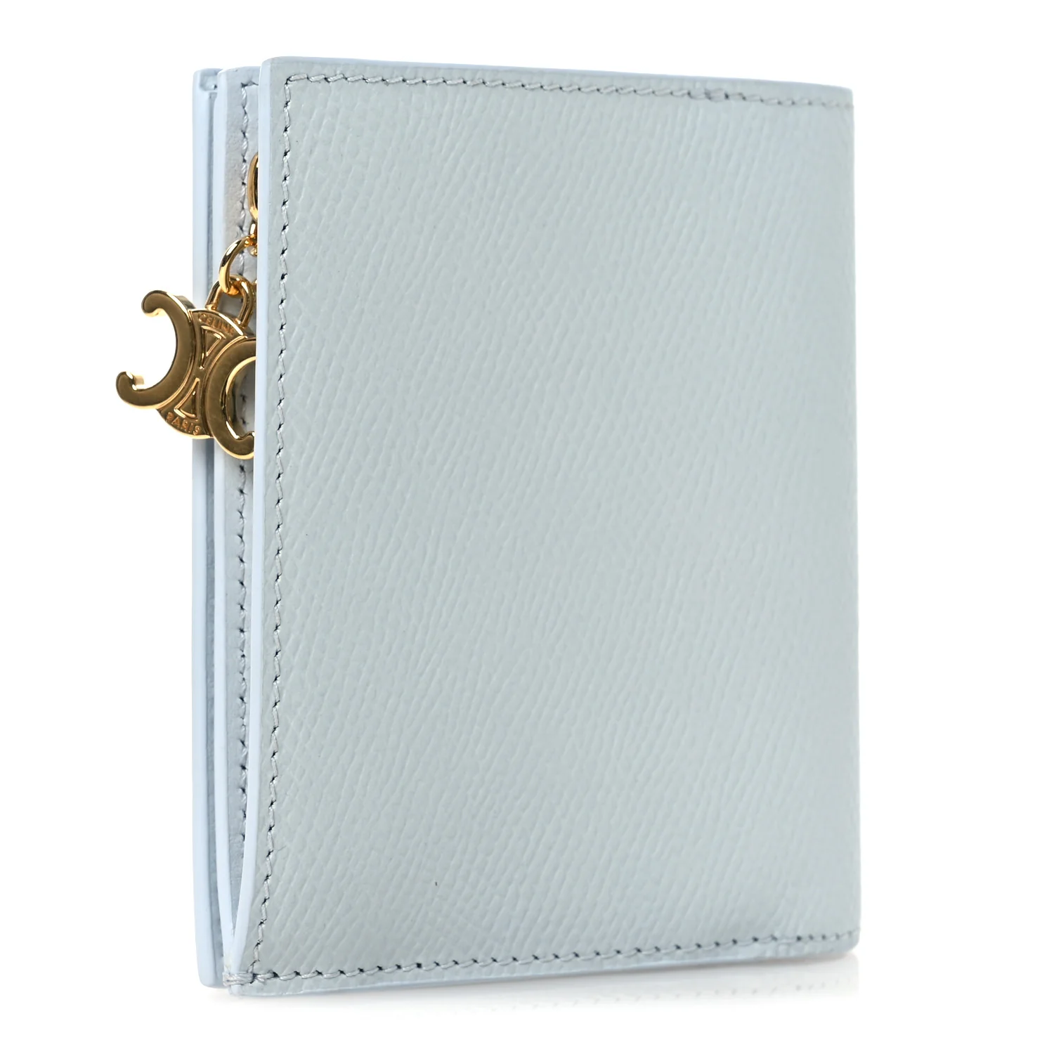 Grained Calfskin Compact Triomphe Charms Wallet Glacier - Image 3
