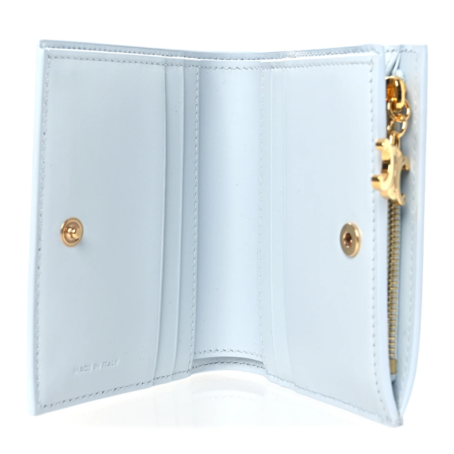 Grained Calfskin Compact Triomphe Charms Wallet Glacier - Image 4