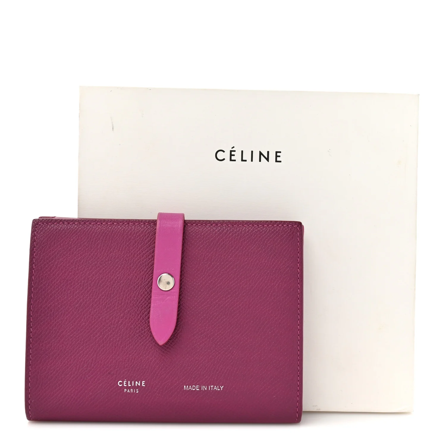 Grained Calfskin Medium Multifunction Strap Wallet Magenta - Image 11