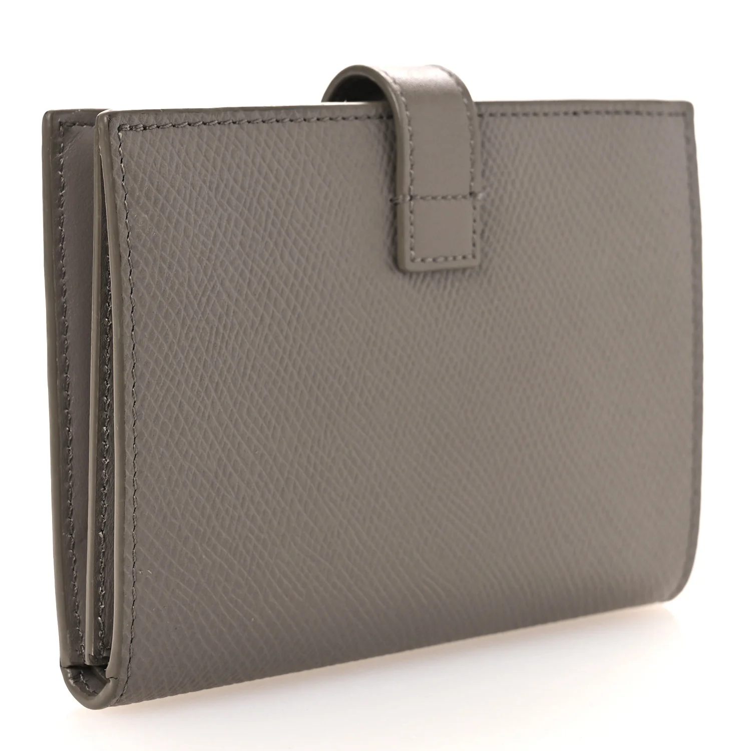 Grained Calfskin Medium Multifunction Strap Wallet Pebble - Image 3