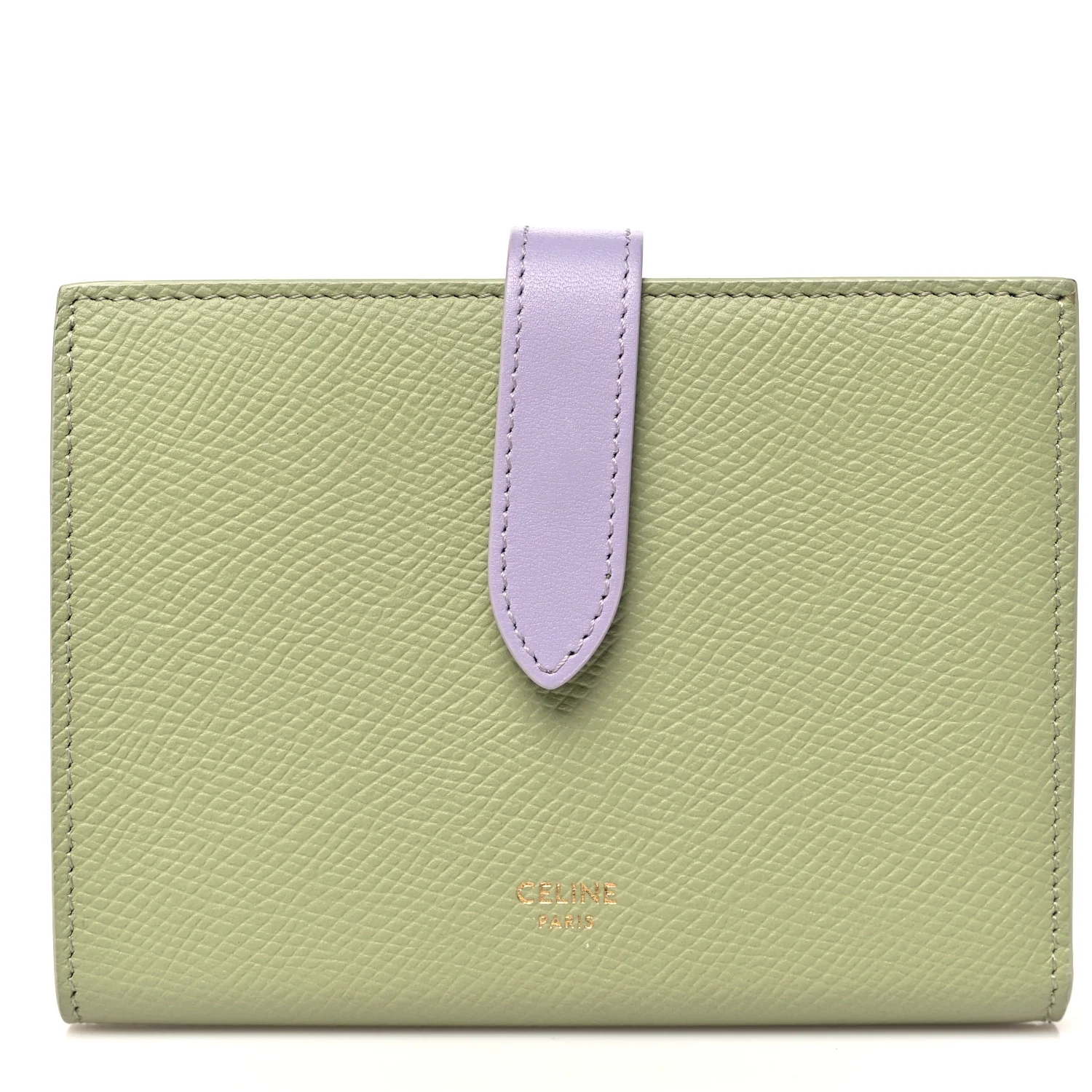 Grained Calfskin Medium Multifunction Strap Wallet Sage Lilas