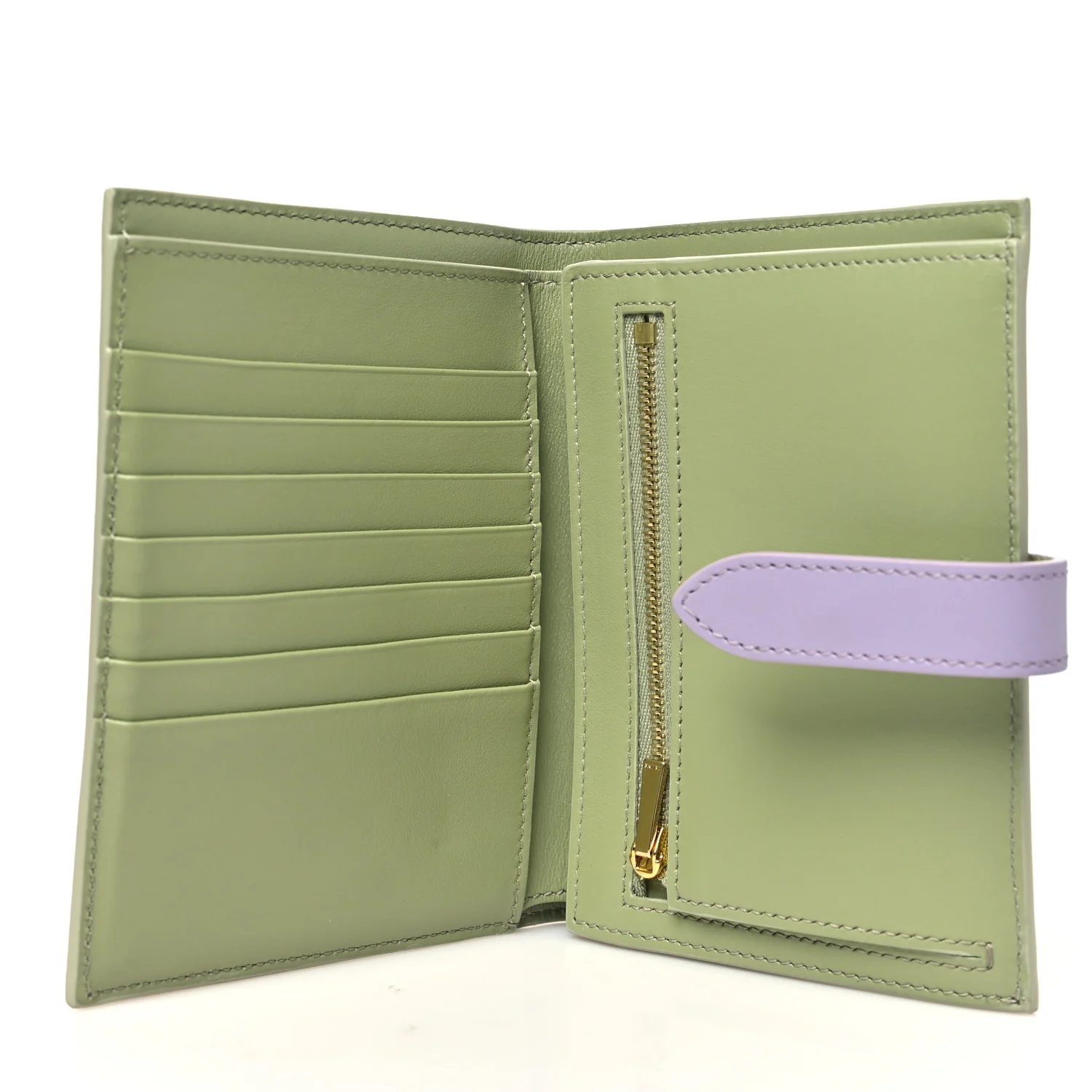 Grained Calfskin Medium Multifunction Strap Wallet Sage Lilas - Image 5