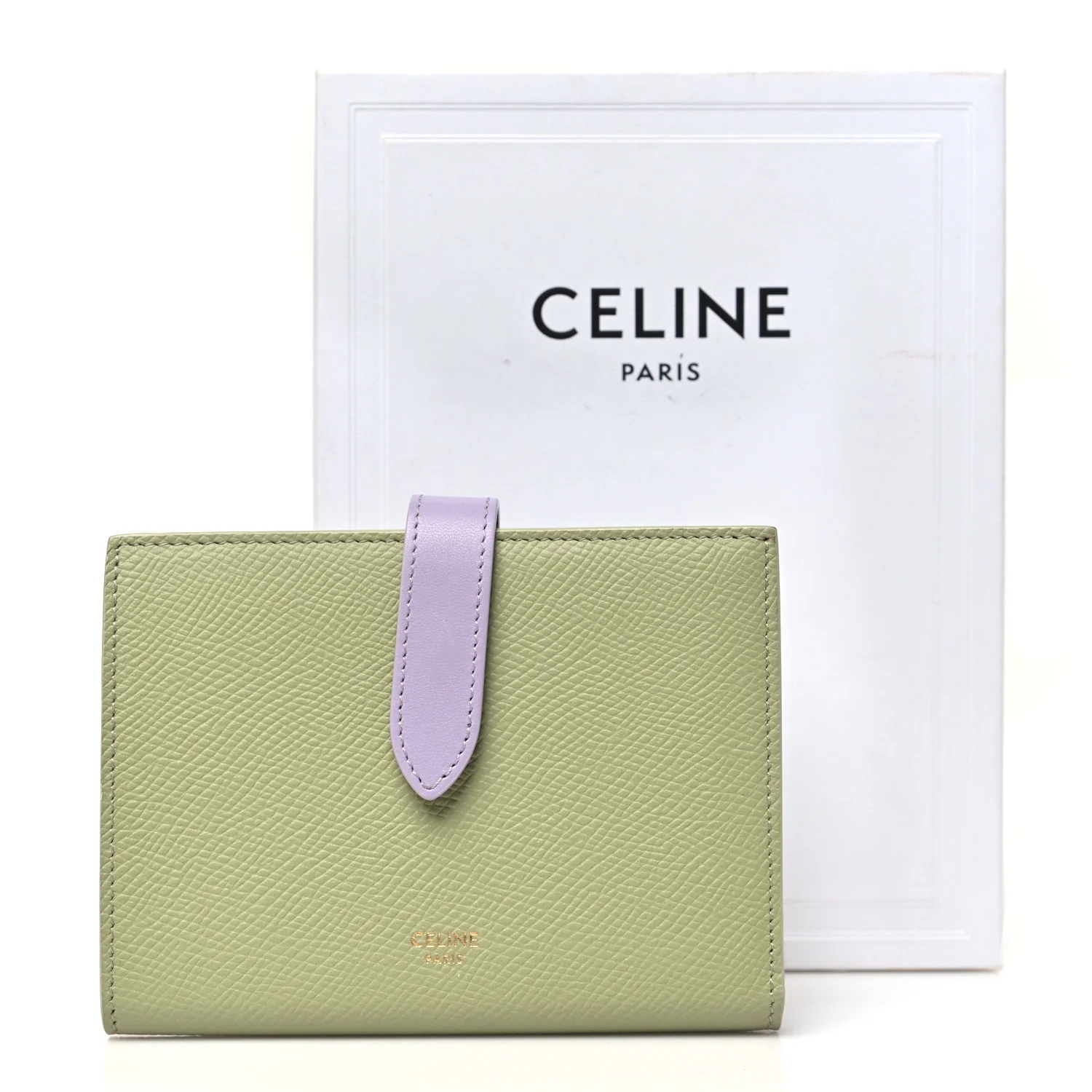 Grained Calfskin Medium Multifunction Strap Wallet Sage Lilas - Image 8