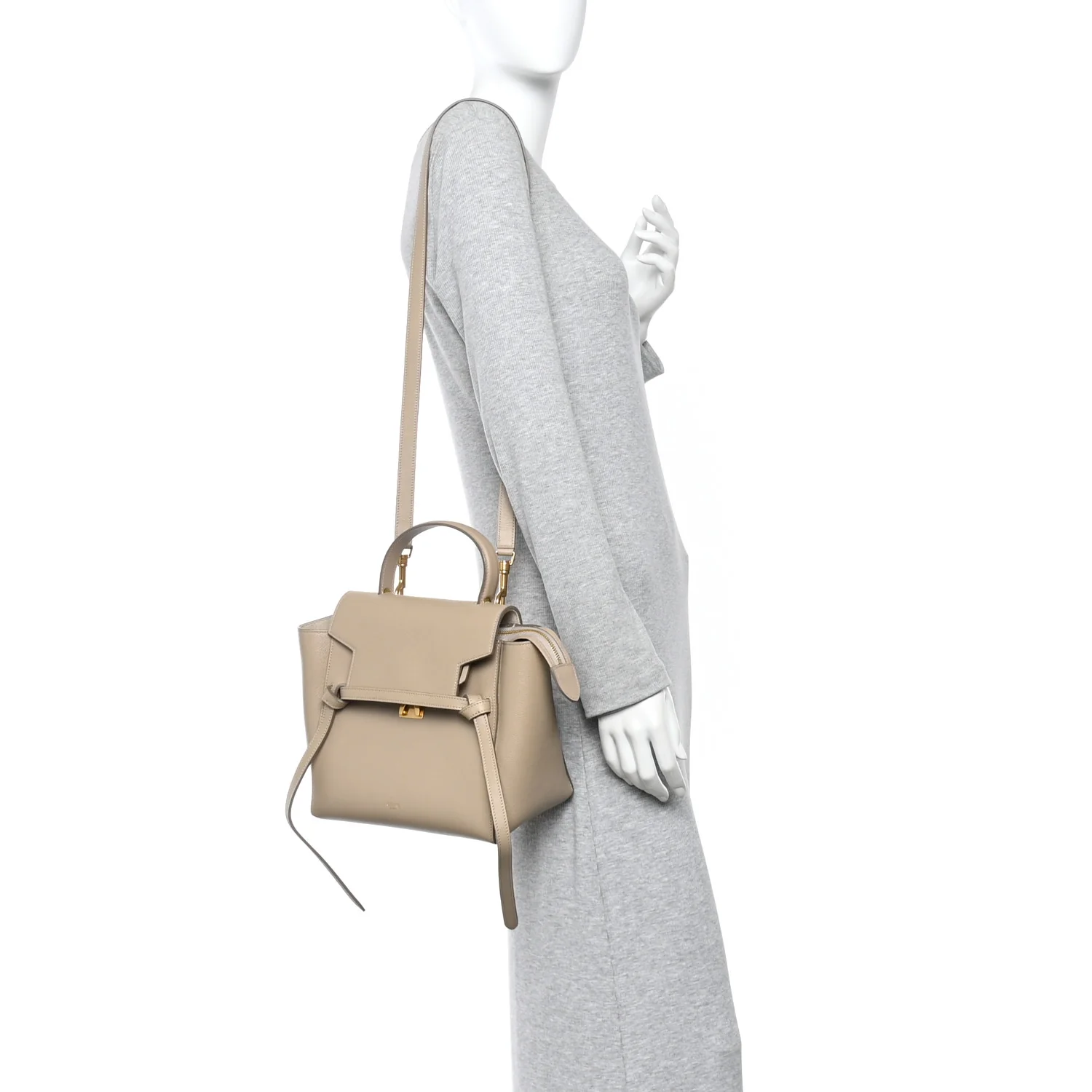 Grained Calfskin Micro Belt Bag Light Taupe - Image 2