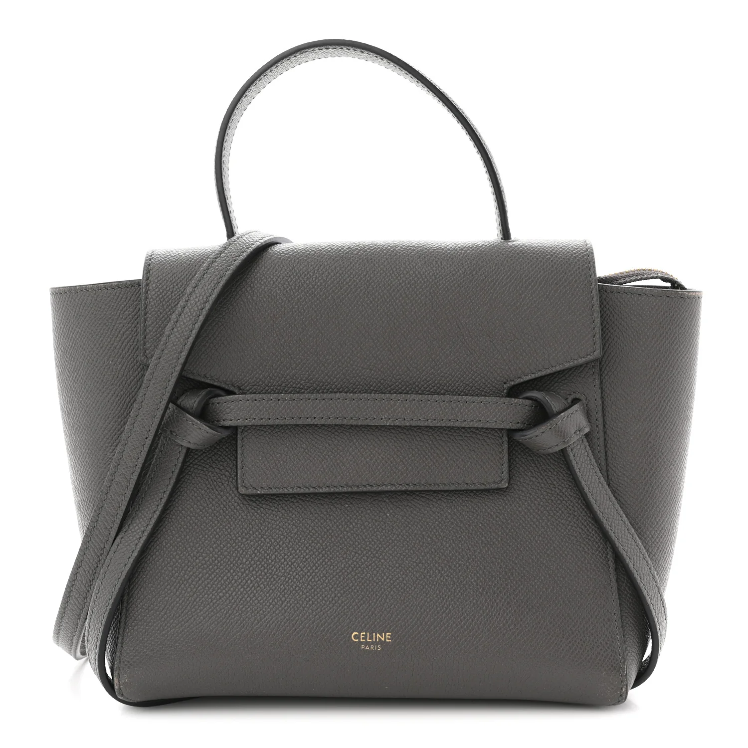 Grained Calfskin Nano Belt Bag Grey
