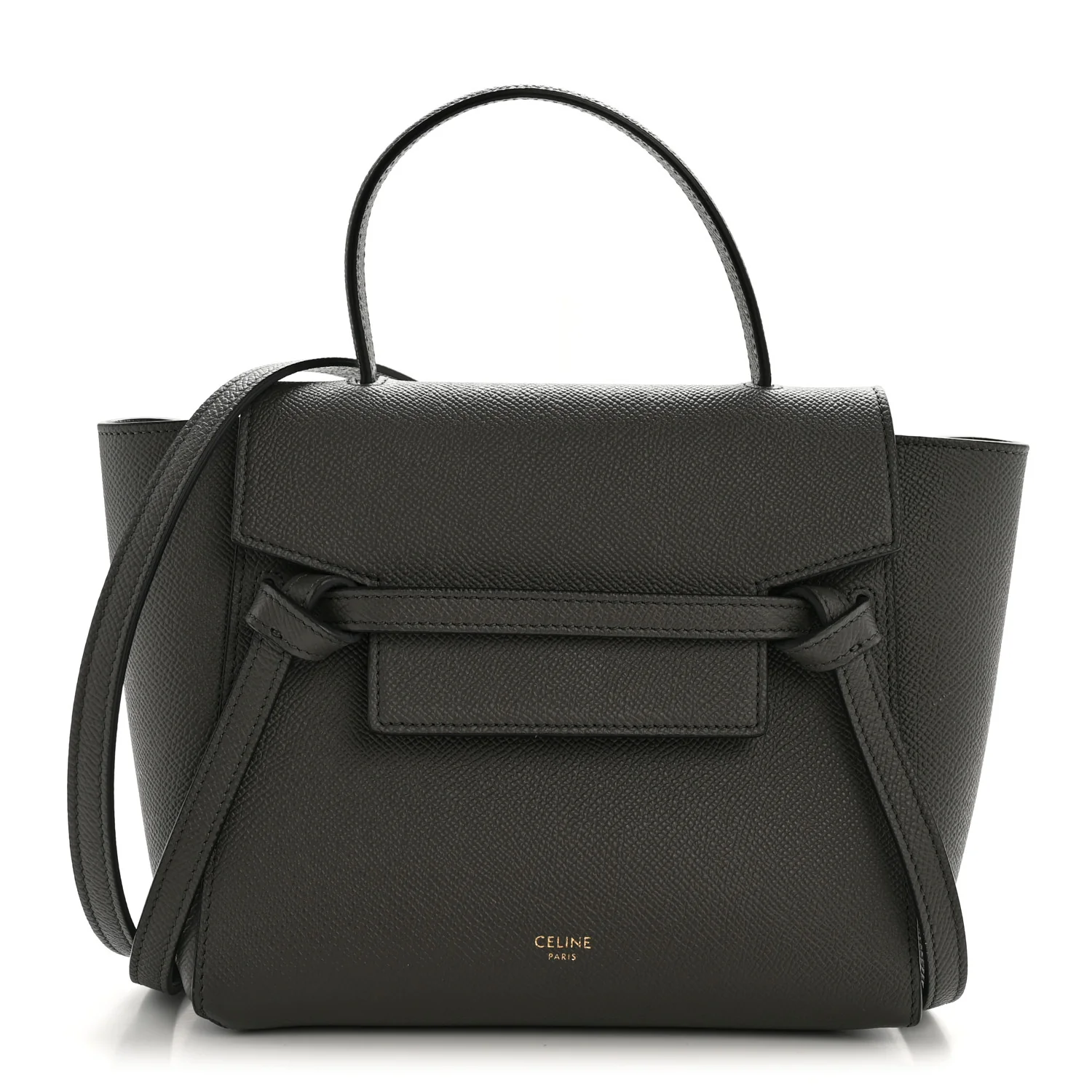 Grained Calfskin Nano Belt Bag Grey
