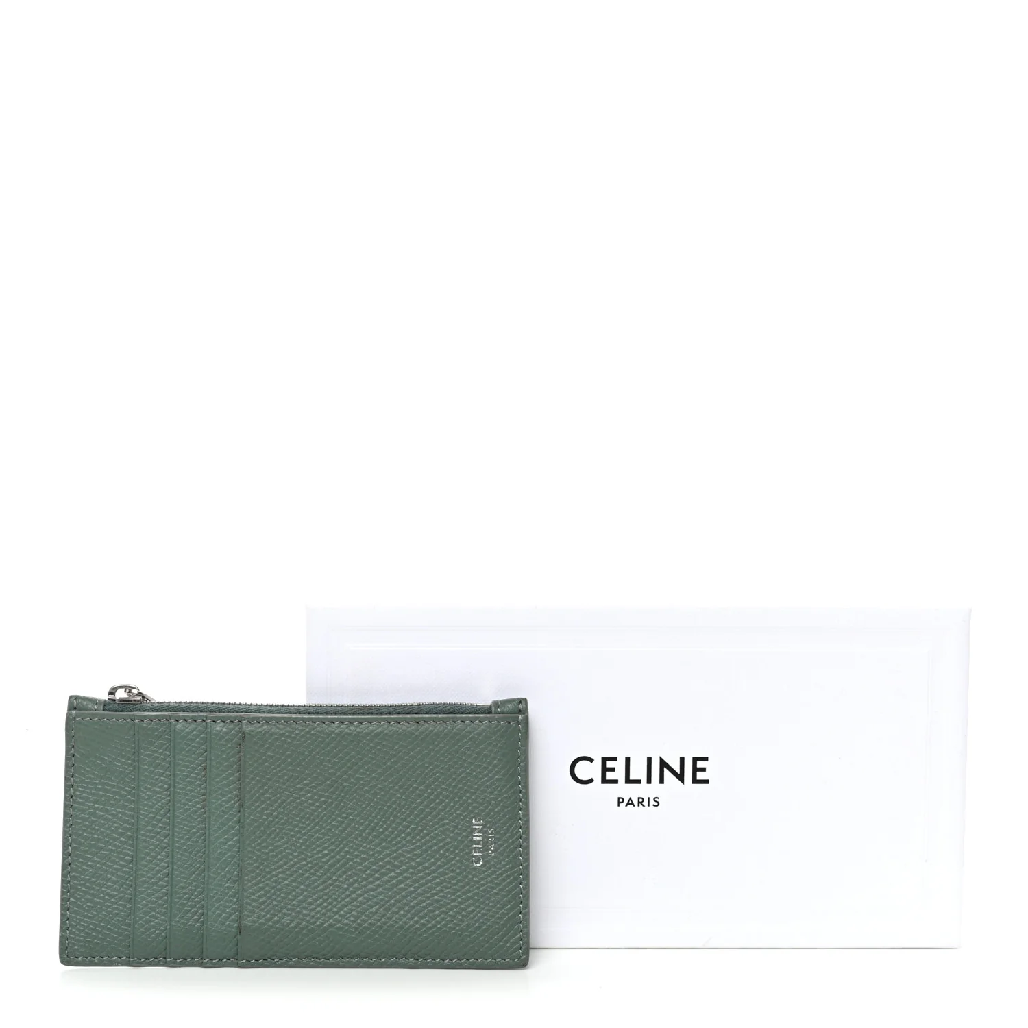 Grained Calfskin Zipped Card Holder Celadon - Image 7