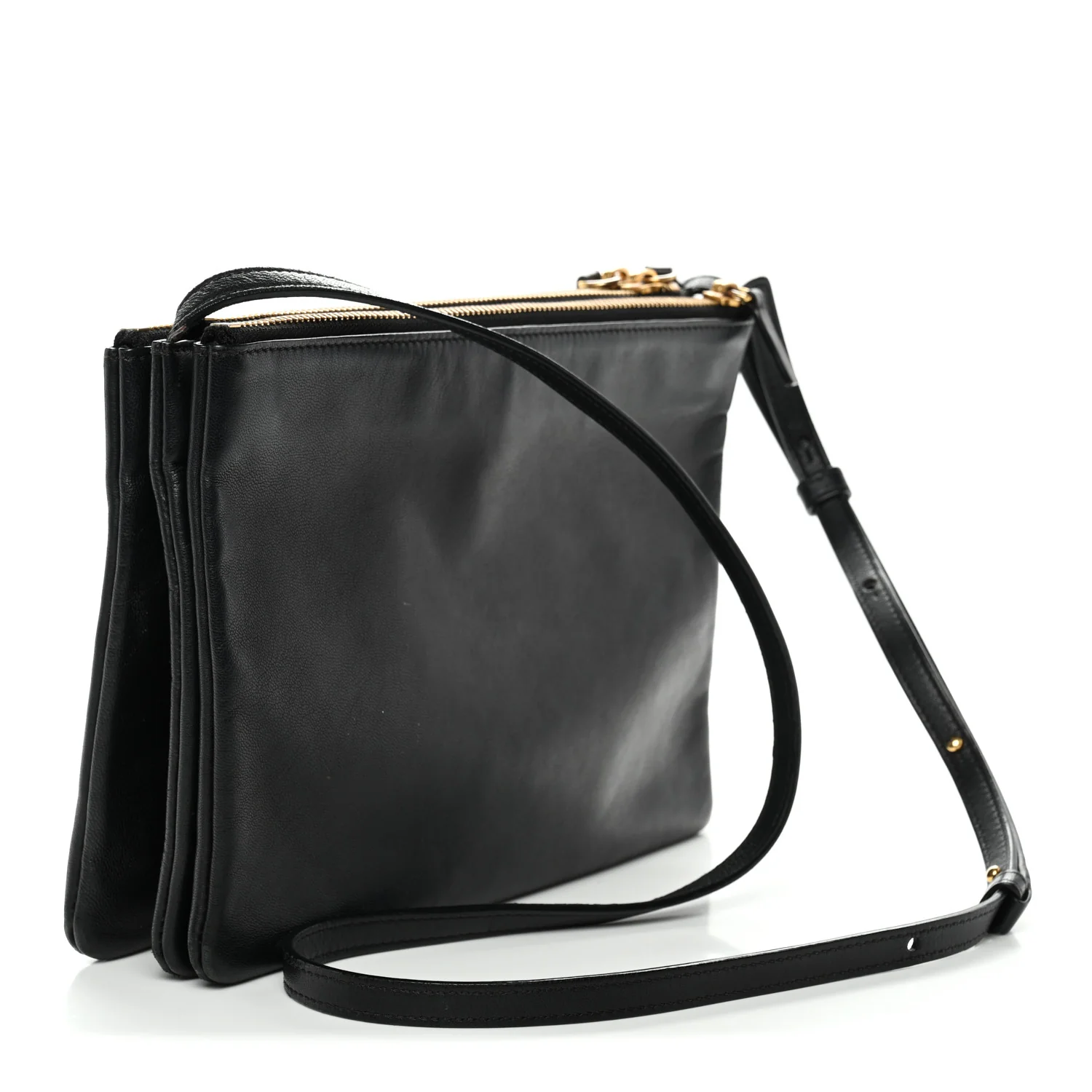 Lambskin Large Trio Crossbody Bag Black - Image 3