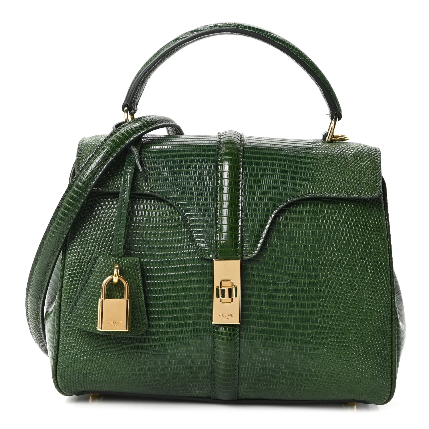 Lizard Small 16 Top Handle Bag Green