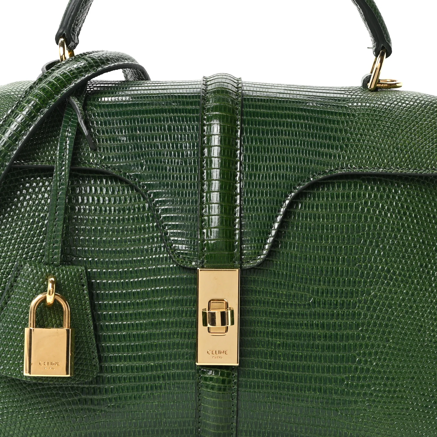 Lizard Small 16 Top Handle Bag Green - Image 8