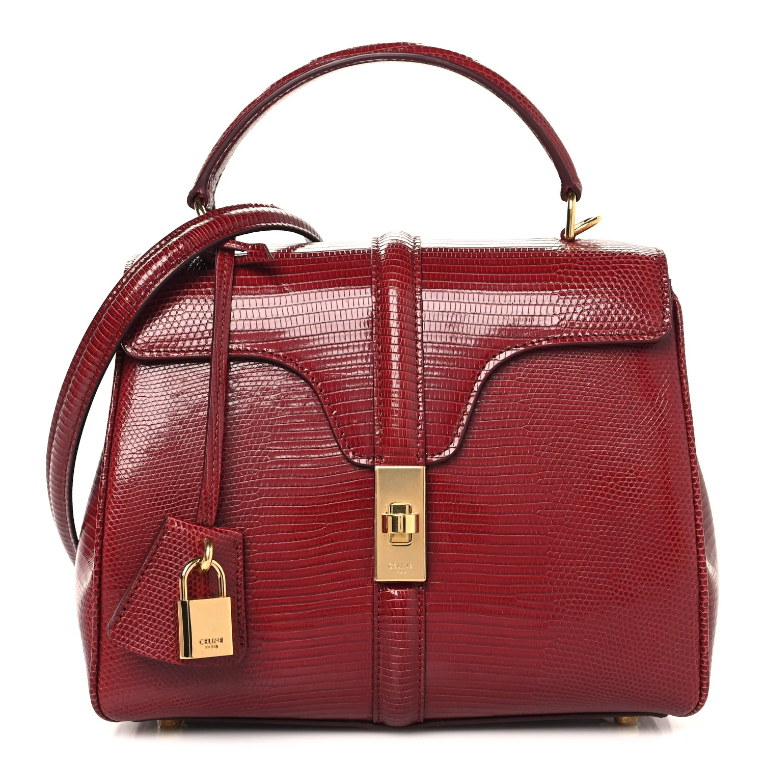 Lizard Small 16 Top Handle Bag Red
