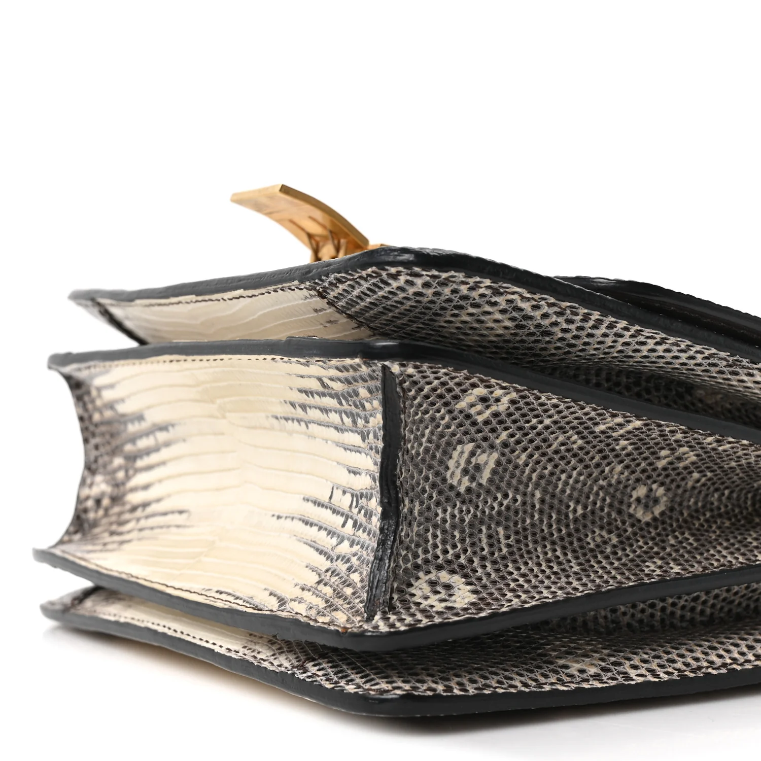 Lizard Small Classic Box Flap Bag Natural - Image 10