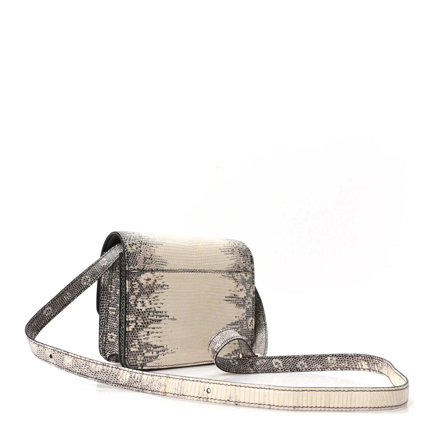 Lizard Small Classic Box Flap Bag Natural - Image 3