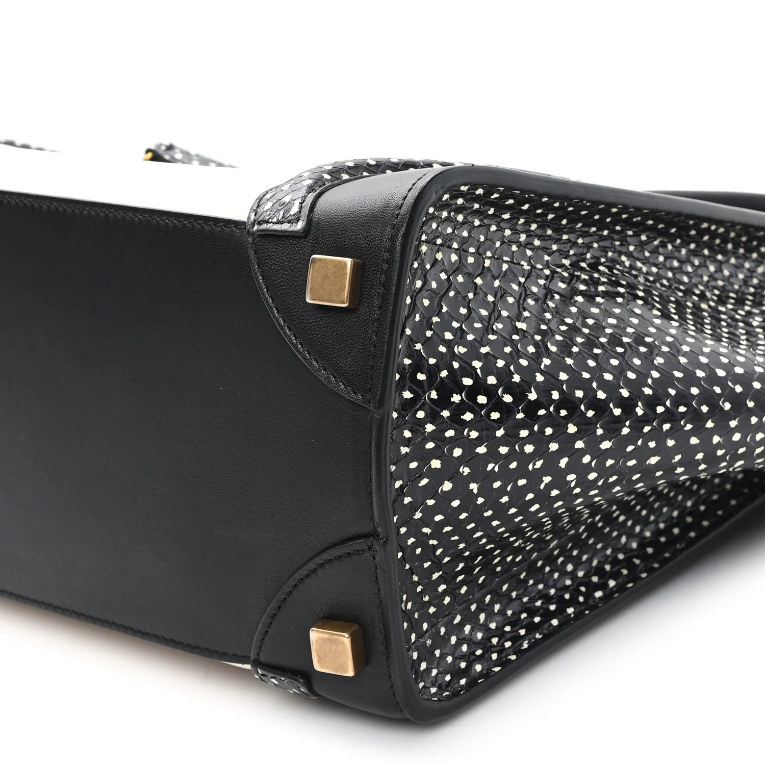 Polka Dot Snakeskin Smooth Calfskin Micro Luggage Black White - Image 10