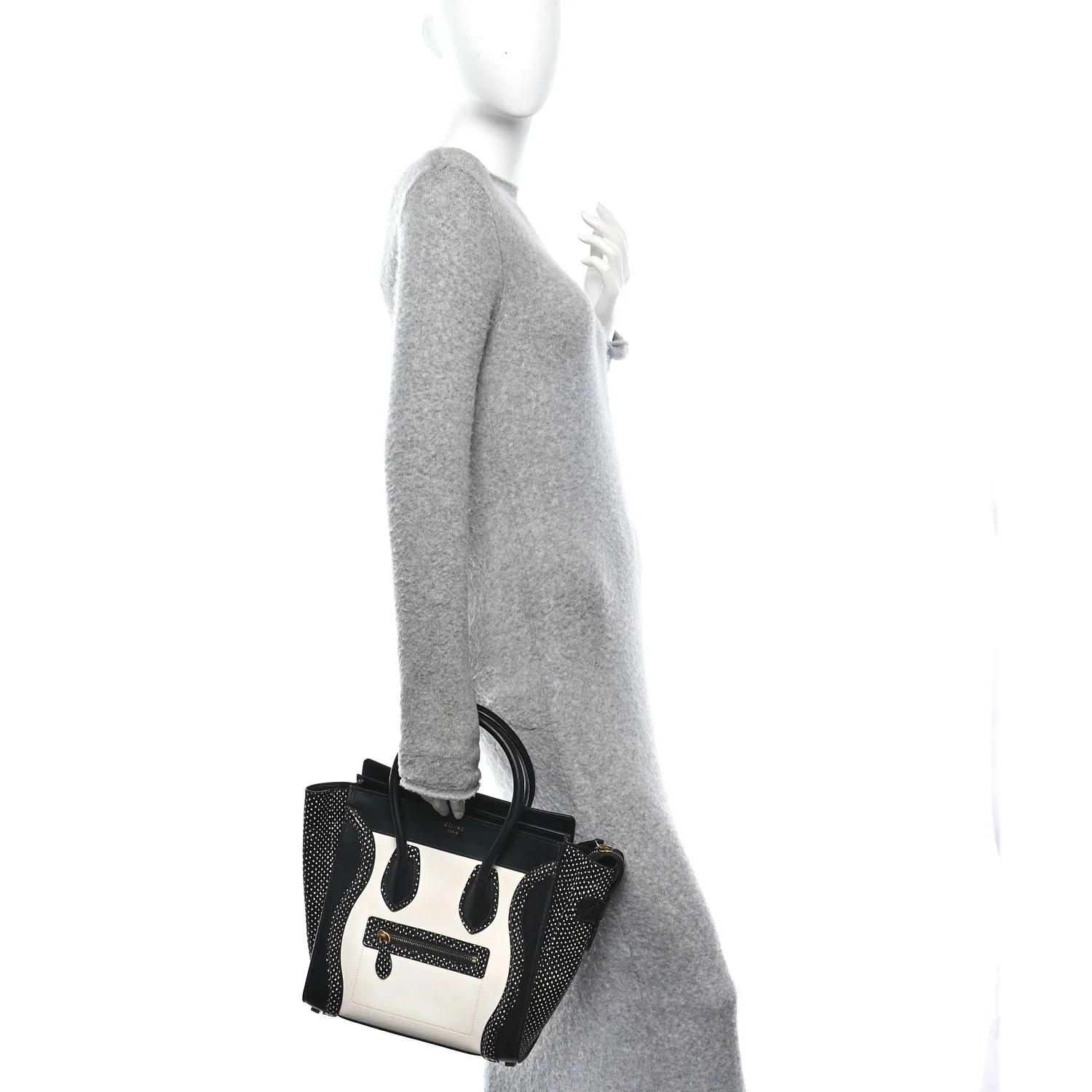 Polka Dot Snakeskin Smooth Calfskin Micro Luggage Black White - Image 2