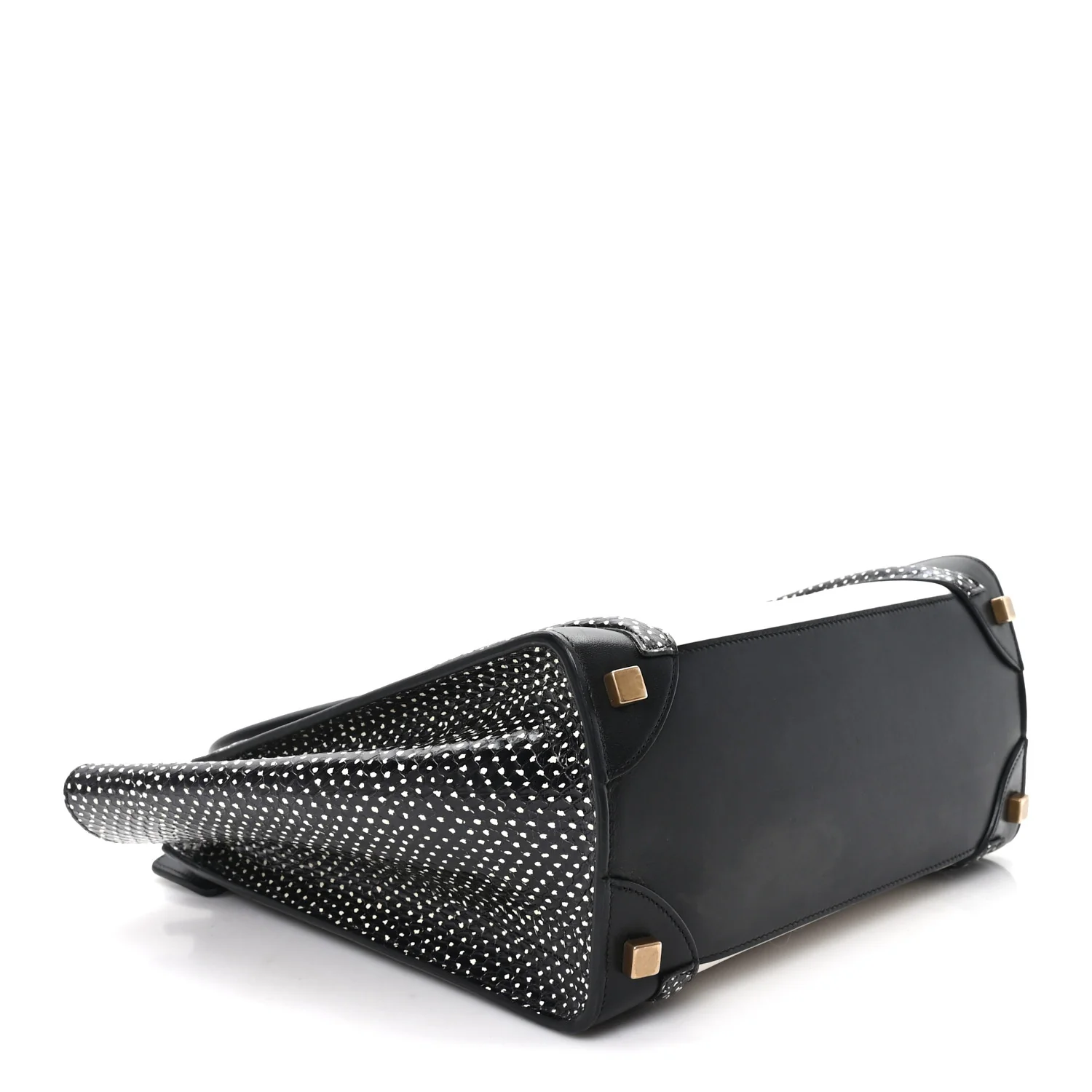 Polka Dot Snakeskin Smooth Calfskin Micro Luggage Black White - Image 4