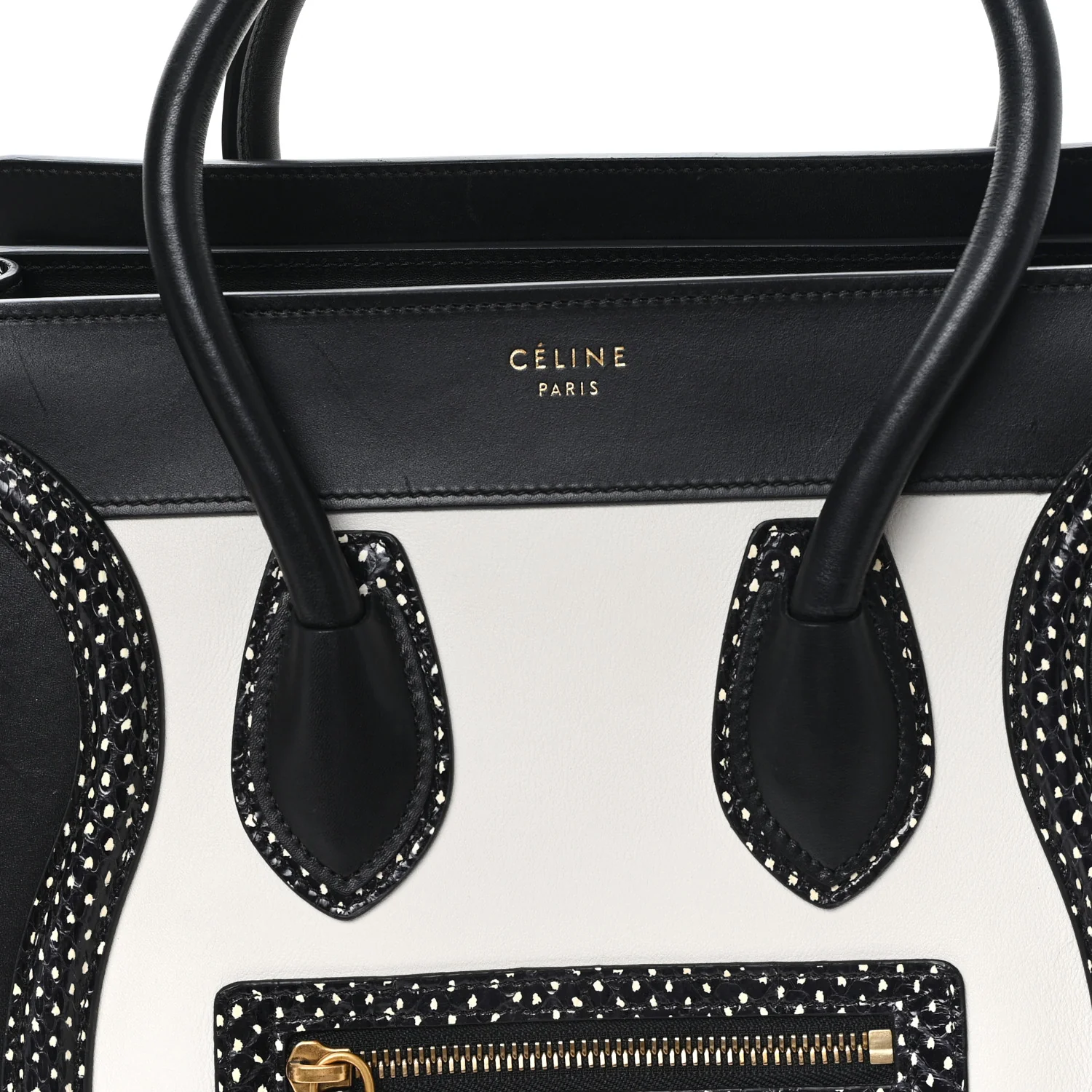 Polka Dot Snakeskin Smooth Calfskin Micro Luggage Black White - Image 8