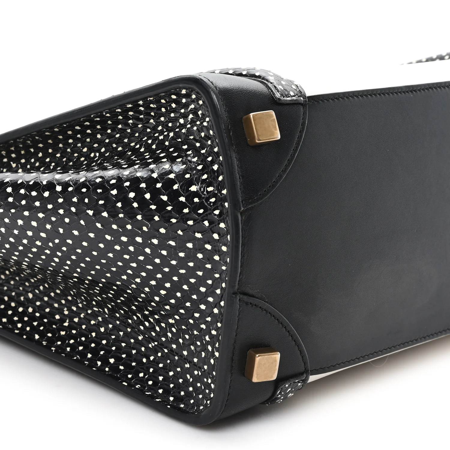 Polka Dot Snakeskin Smooth Calfskin Micro Luggage Black White - Image 9