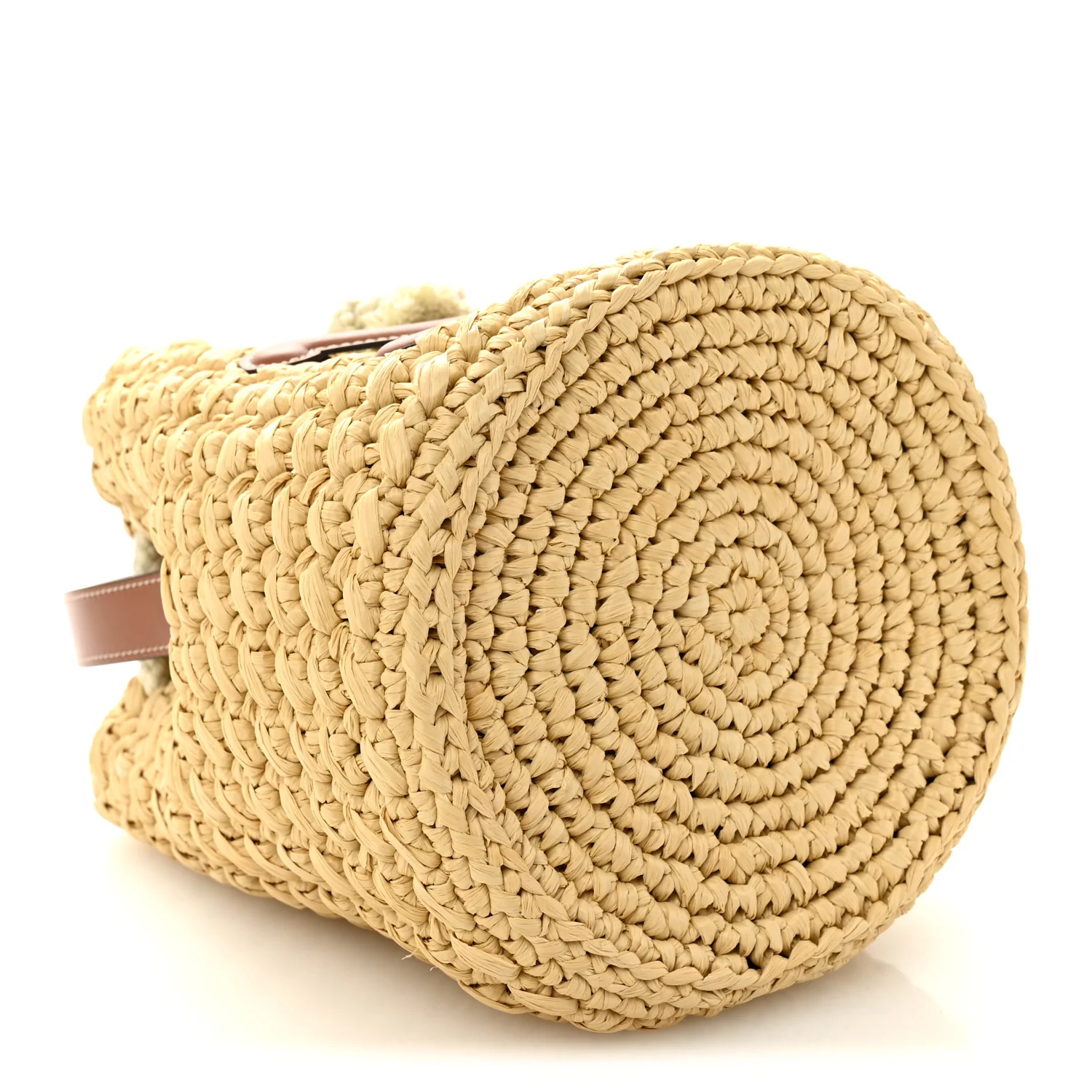 Raffia Calfskin Drawstring Teen Natural Tan - Image 4