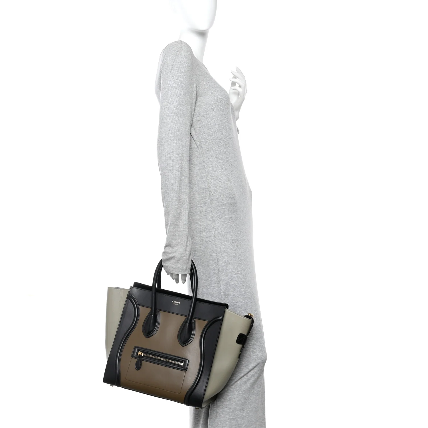 Satin Calfskin Mini Tri-Color Luggage Dark Grey - Image 2