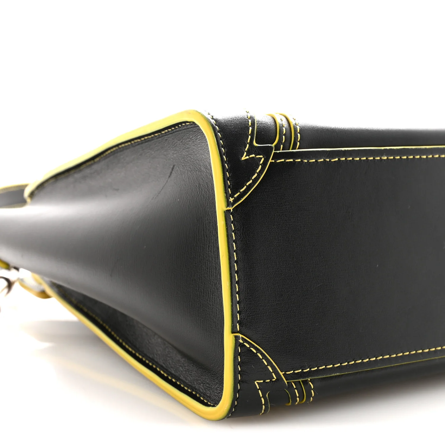 Satin Calfskin Nano Debossed Luggage Black Yellow - Image 8