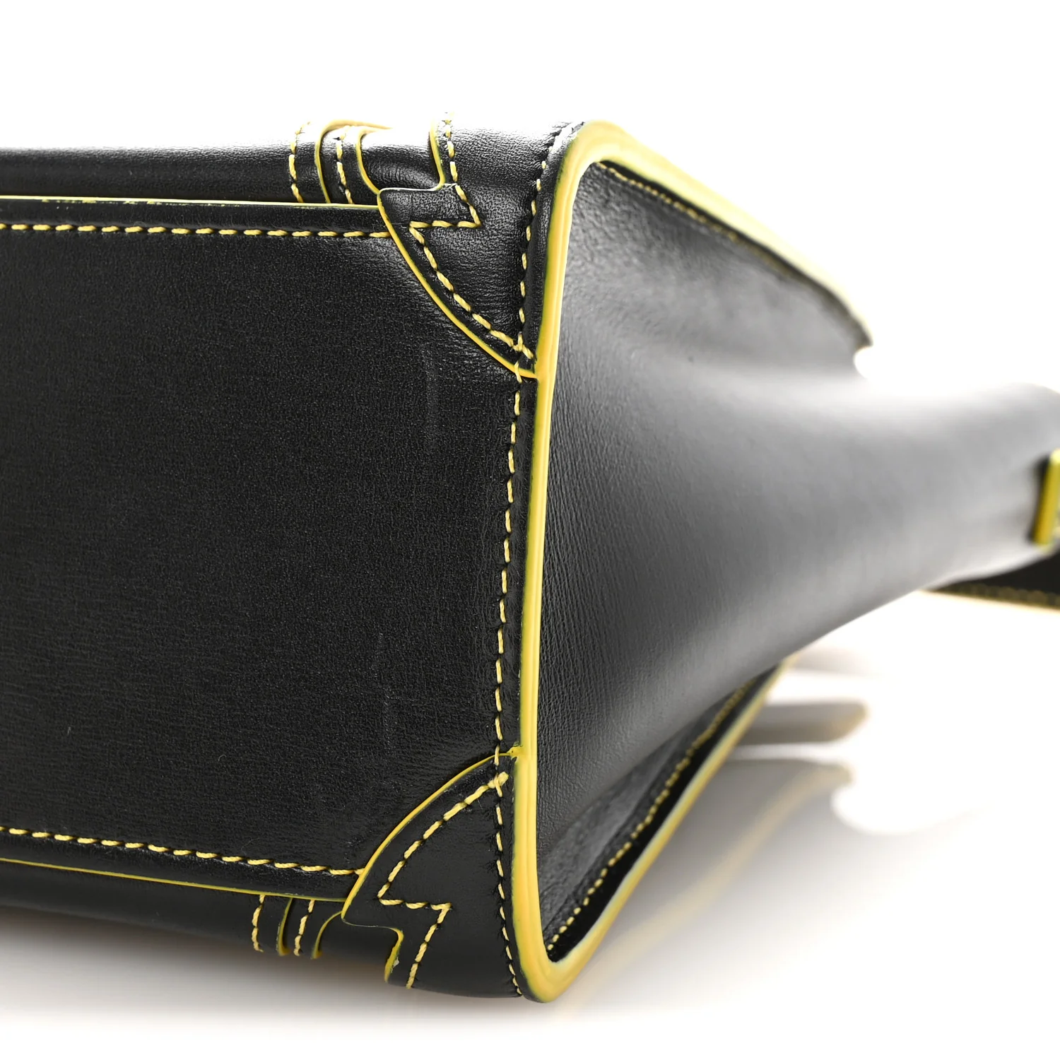 Satin Calfskin Nano Debossed Luggage Black Yellow - Image 9