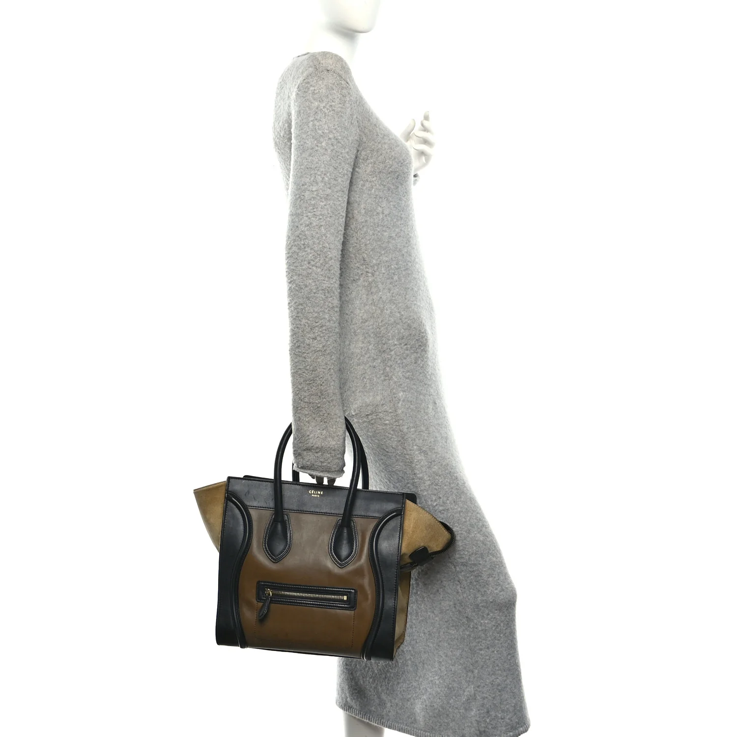 Satin Calfskin Suede Mini Tri-Color Luggage Olive - Image 2