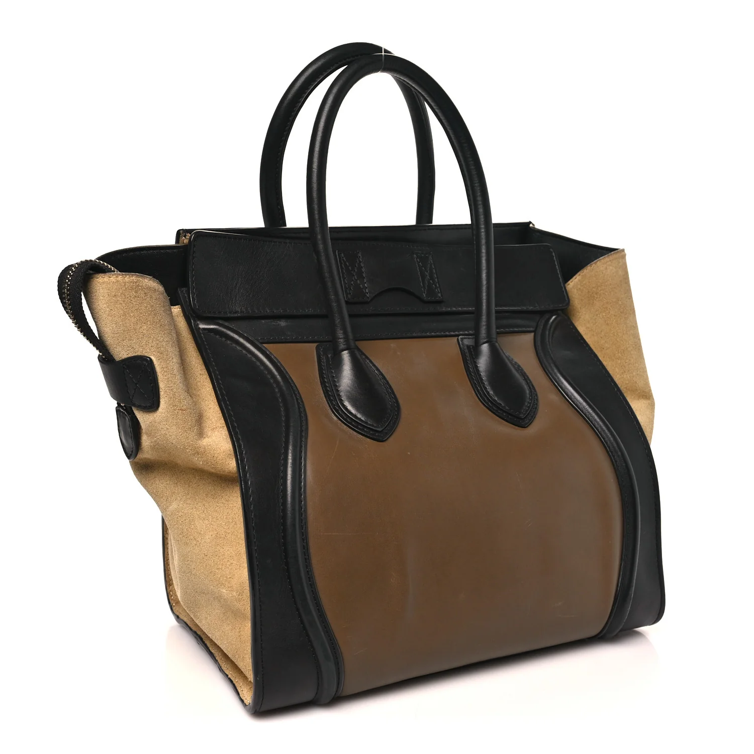 Satin Calfskin Suede Mini Tri-Color Luggage Olive - Image 3